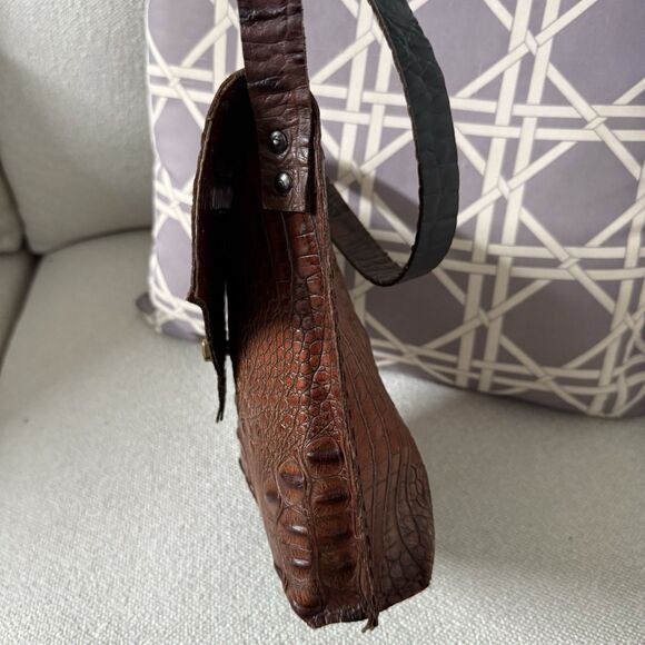 Unisex Crocodile Leather Envelope Shoulder Bag Handmade Unlined Raw Edge Craft - Picture 12 of 16